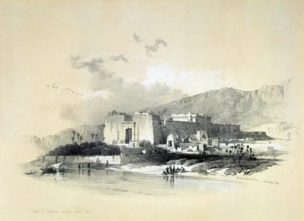David Roberts - General View of Kalabshe, lithograph, 19th century - Darnley Fine Art