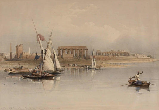 David Roberts - General View of Luxor from the Nile, lithograph, 19th century - Darnley Fine Art