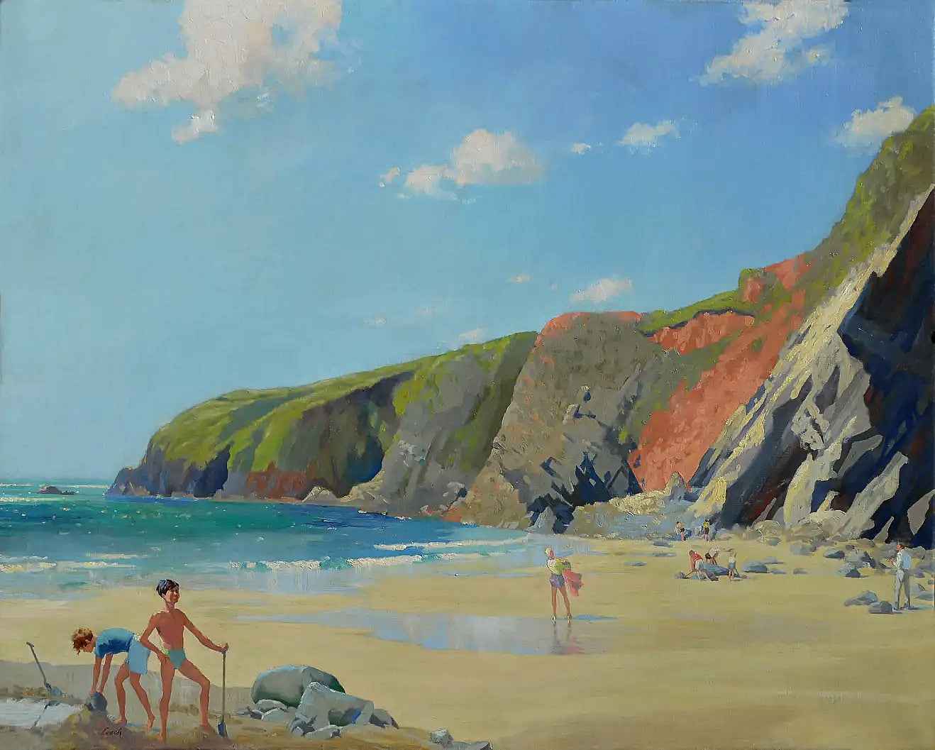 George Leech - Pembrokeshire Coast, oil on canvas, 20th century - Darnley Fine Art