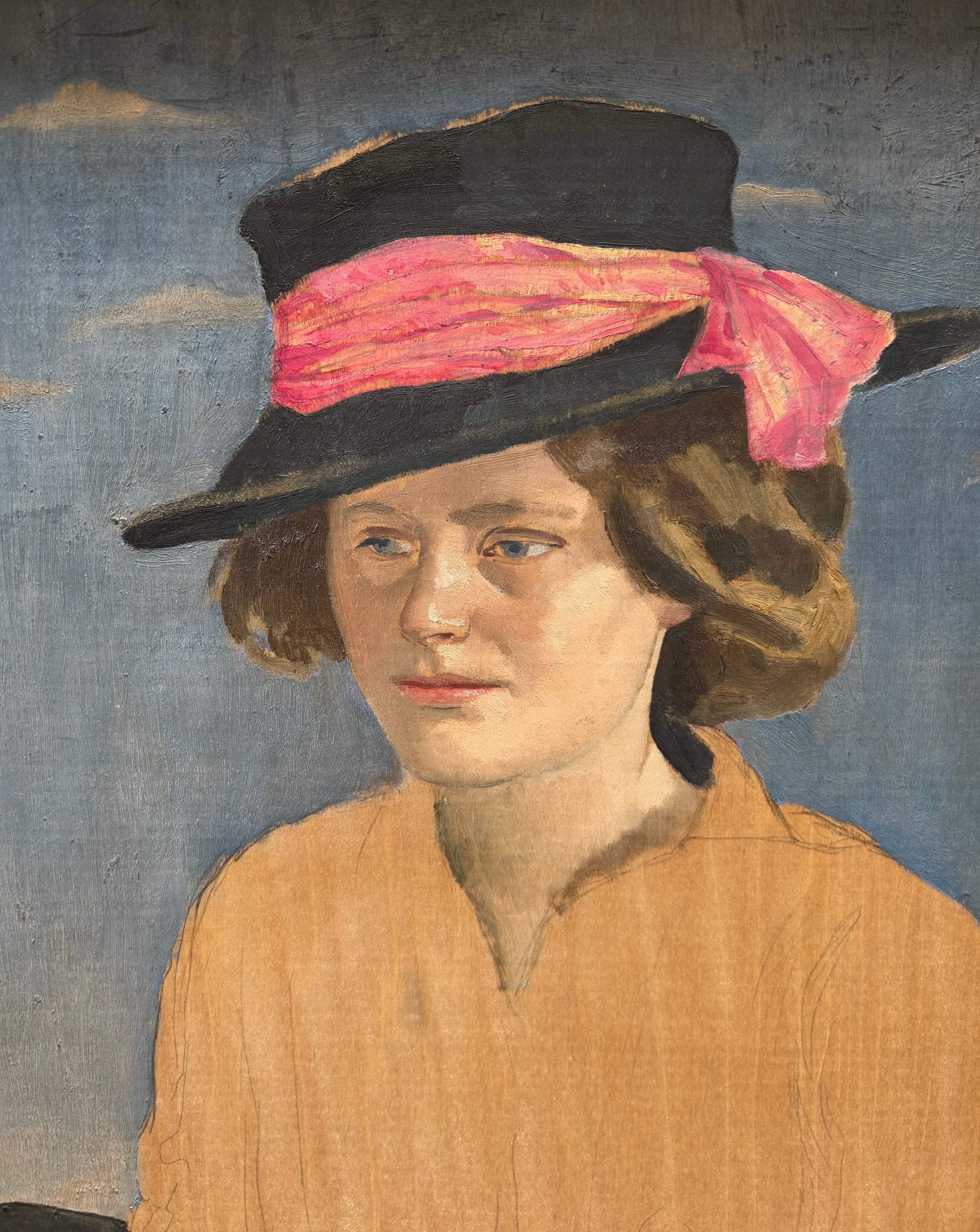 Gerald Leslie Brockhurt - Portrait of Marguerite Folin, oil on panel, 20th century - Darnley Fine Art