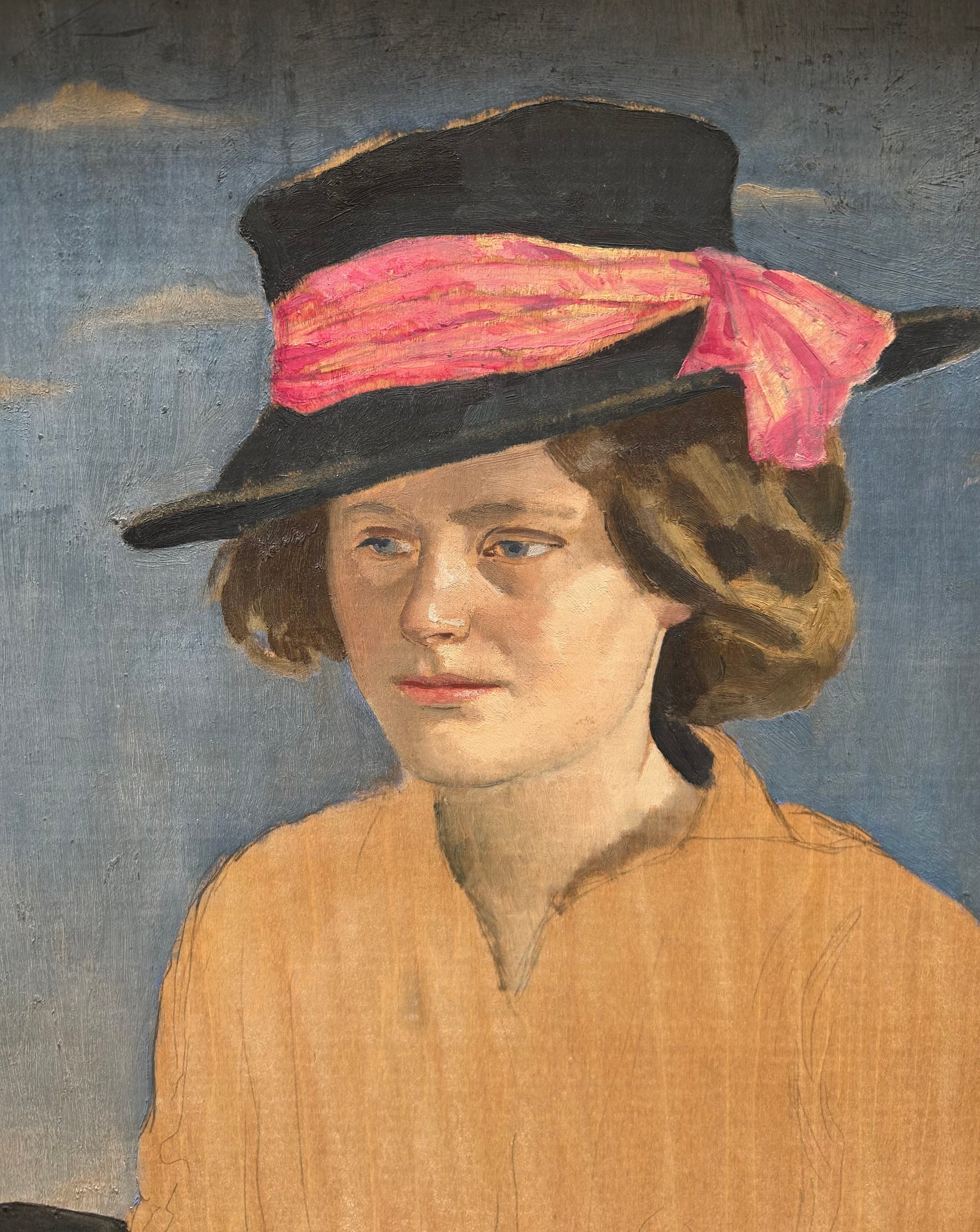 Gerald Leslie Brockhurt - Portrait of Marguerite Folin, oil on panel, 20th century - Darnley Fine Art