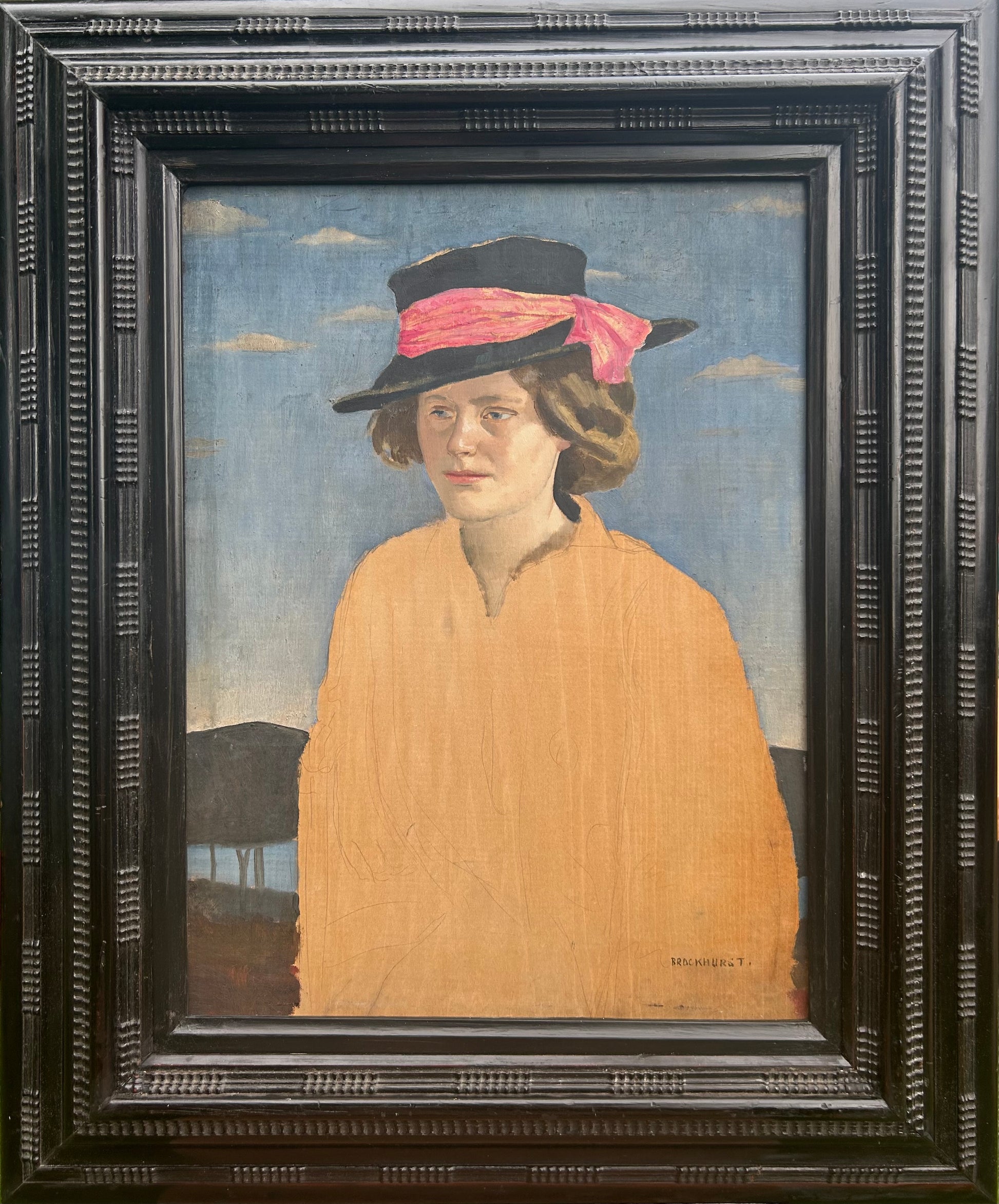 Gerald Leslie Brockhurt - Portrait of Marguerite Folin, oil on panel, 20th century - Darnley Fine Art