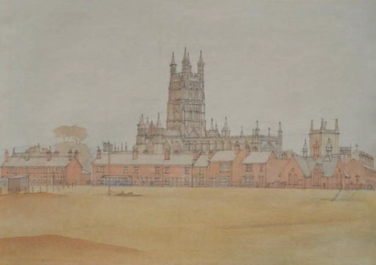 Gordon Noel Scott - Gloucester Cathedral from the North West, pencil on paper, 20th century - Darnley Fine Art