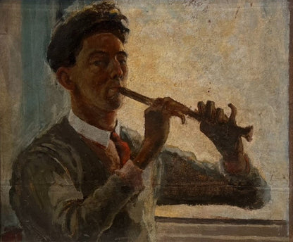 Gordon Davies - Clarinet Player, oil on board, 20th century - Darnley Fine Art
