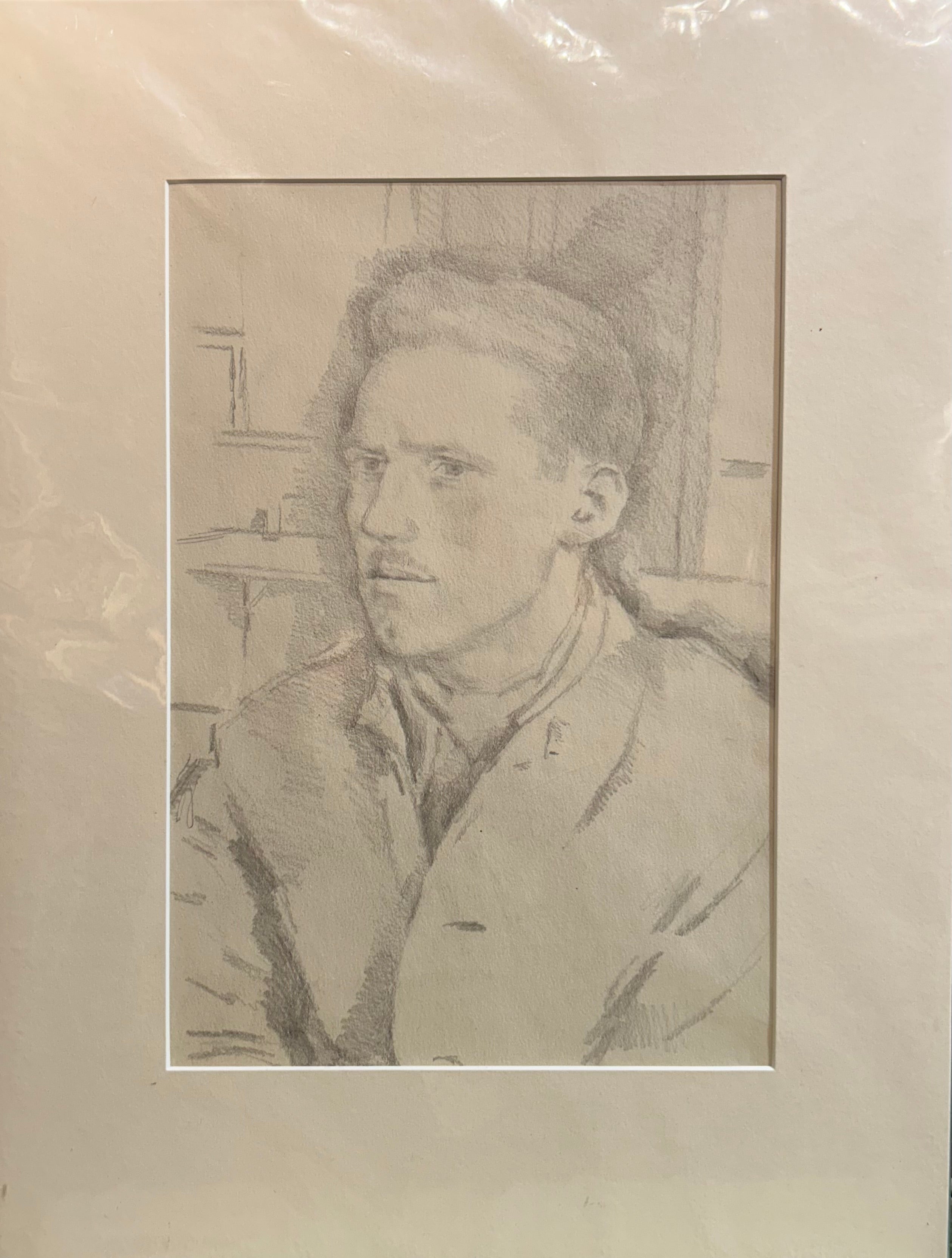 Gordon Noel Scott - Portrait of a Non Combatant Soldier, graphite on paper, 20th century - Darnley Fine Art