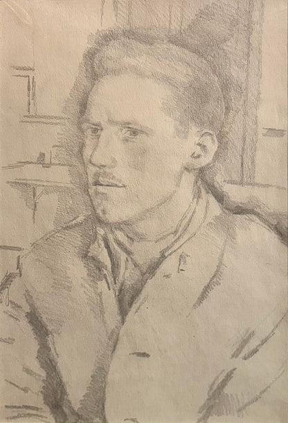 Gordon Noel Scott - Portrait of a Non Combatant Soldier, graphite on paper, 20th century - Darnley Fine Art