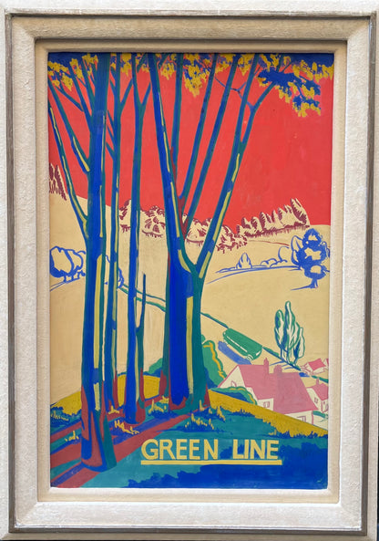 Hazel Bruce Dunlop - Green Line, gouache, early 20th century - Darnley Fine Art