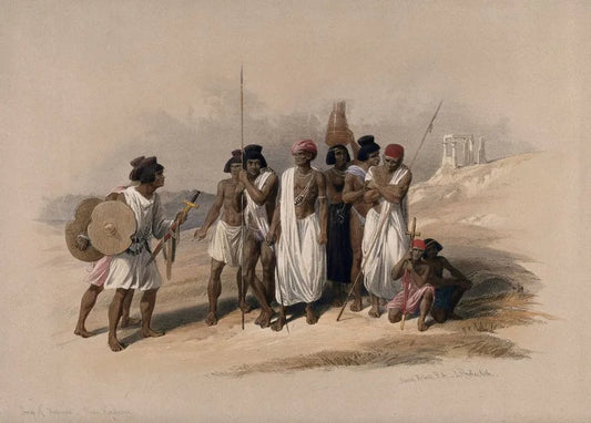 David Roberts - Group of Nubians at Wady Kardassy, lithograph, 19th century - Darnley Fine Art