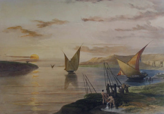 David Roberts - Hadjar Silsilis, The Rock of the Chain, lithograph, 19th century - Darnley Fine Art