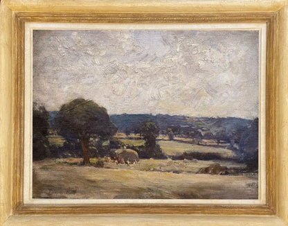 Septumus Edwin Scott - Harvest Time, oil on canvas on board, late 19th/20th century - Darnley Fine Art