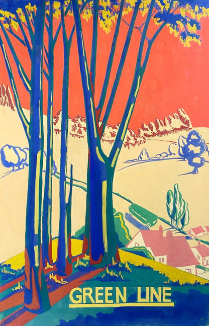Hazel Bruce Dunlop - Green Line, gouache, early 20th century - Darnley Fine Art