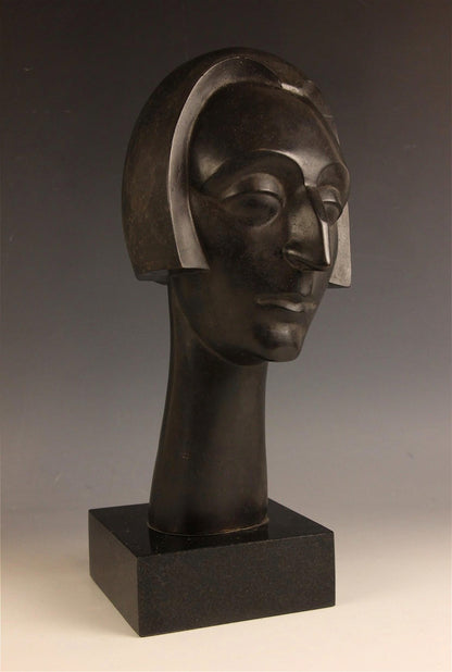 Maurice Lambert - Head of Edith Sitwell, patinated bronze, 20th century - Darnley Fine Art