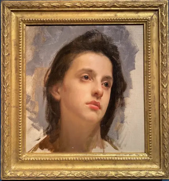 Joseph Auguste Rousselin - Head Study, oil on canvas on board, late 19th century - Darnley Fine Art