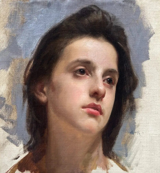 Joseph Auguste Rousselin - Head Study, oil on canvas on board, late 19th century - Darnley Fine Art