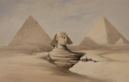 David Roberts - Head of the Great Sphinx, Pyramids of Geezeh, lithograph, 19th century - Darnley Fine Art