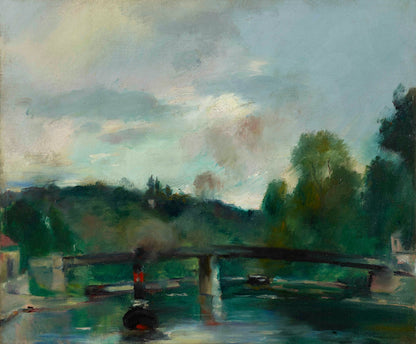 Henri Ottmann - La Passerelle (The Footbridge), oil on canvas, early 20th century - Darnley Fine Art