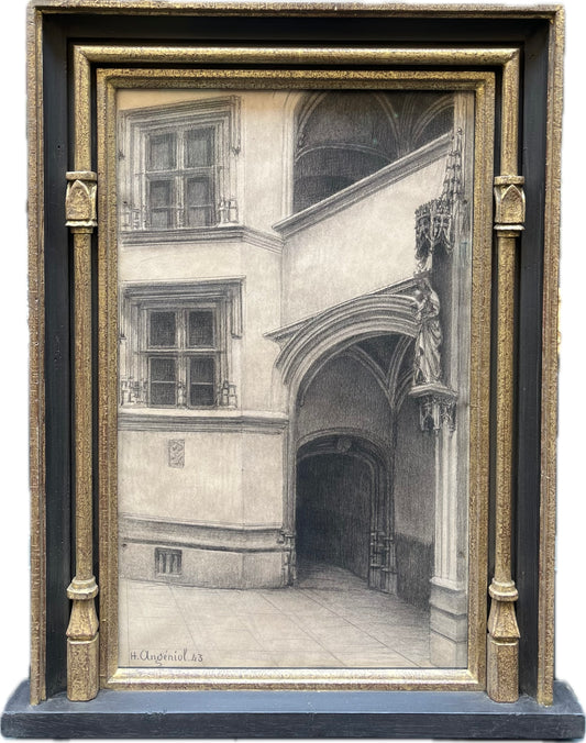 Henri Charles Angéniol - The Archway, graphite on paper, early 20th century - Darnley Fine Art