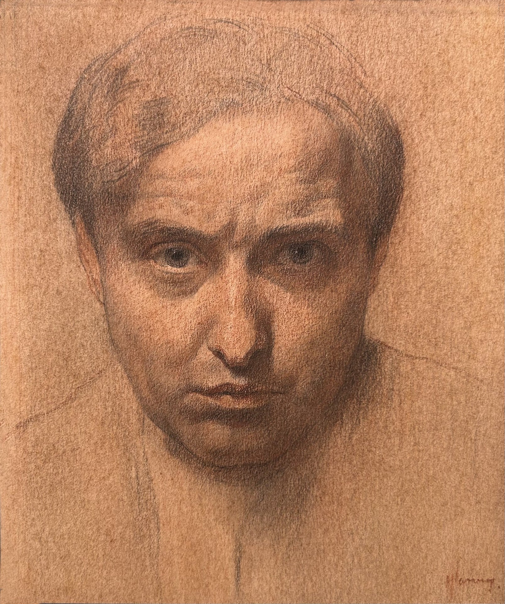 Herbert Johnson Harvey - Self-Portrait, pastel on paper, early 20th century - Darnley Fine Art 