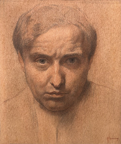 Herbert Johnson Harvey - Self-Portrait, pastel on paper, early 20th century - Darnley Fine Art 
