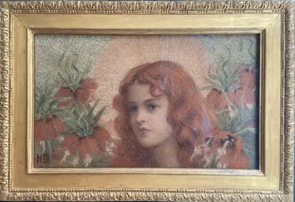 British School - Imperial Beauty, pastel on paper on canvas, 20th century - Darnley Fine Art