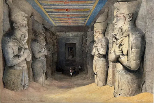 David Roberts - Interior of the Great Temple of Aboo Simbel, lithograph, 19th century - Darnley Fine Art