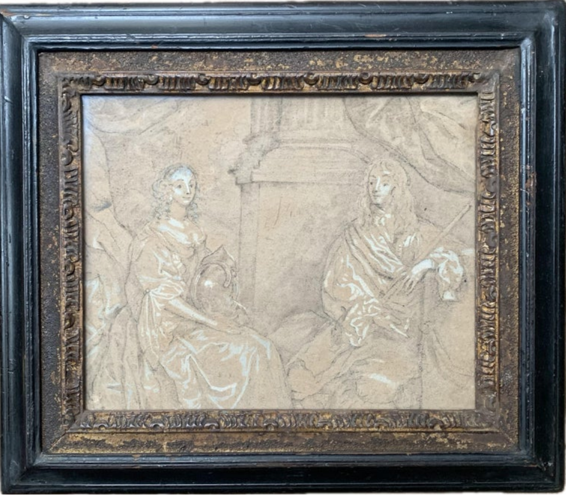 After Peter Lely - James, Duke of York, and Anne Hyde, Duchess of York, pencil, ink and white chalk on paper, 17th century - Darnley Fine Art