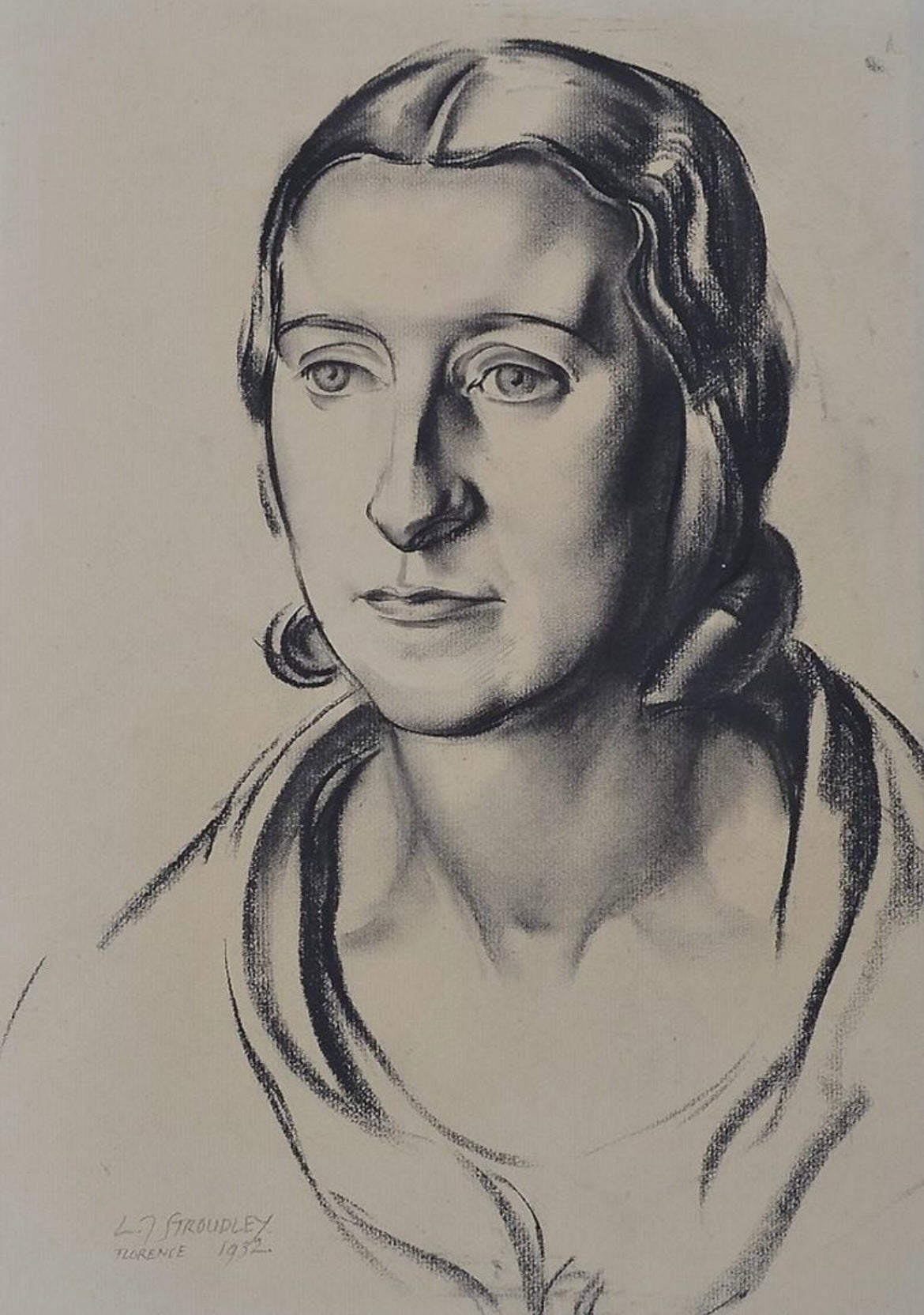 James Stroudley - Portrait of a Florentine Lady, graphite on paper, 20th century - Darnley Fine Art