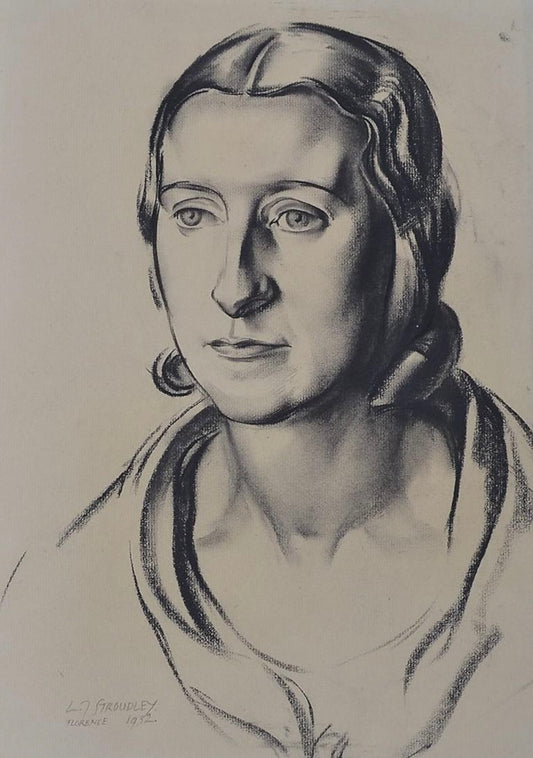 James Stroudley - Portrait of a Florentine Lady, graphite on paper, 20th century - Darnley Fine Art