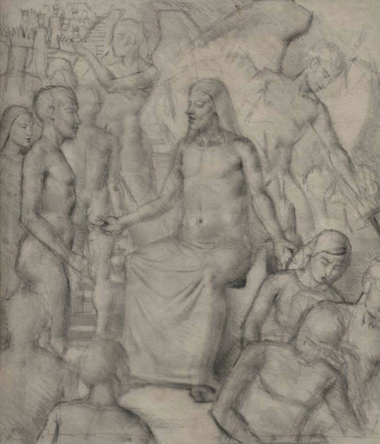 Gordon Noel Scott - Jesus at the Stairs, pencil on paper, 20th century - Darnley Fine Art