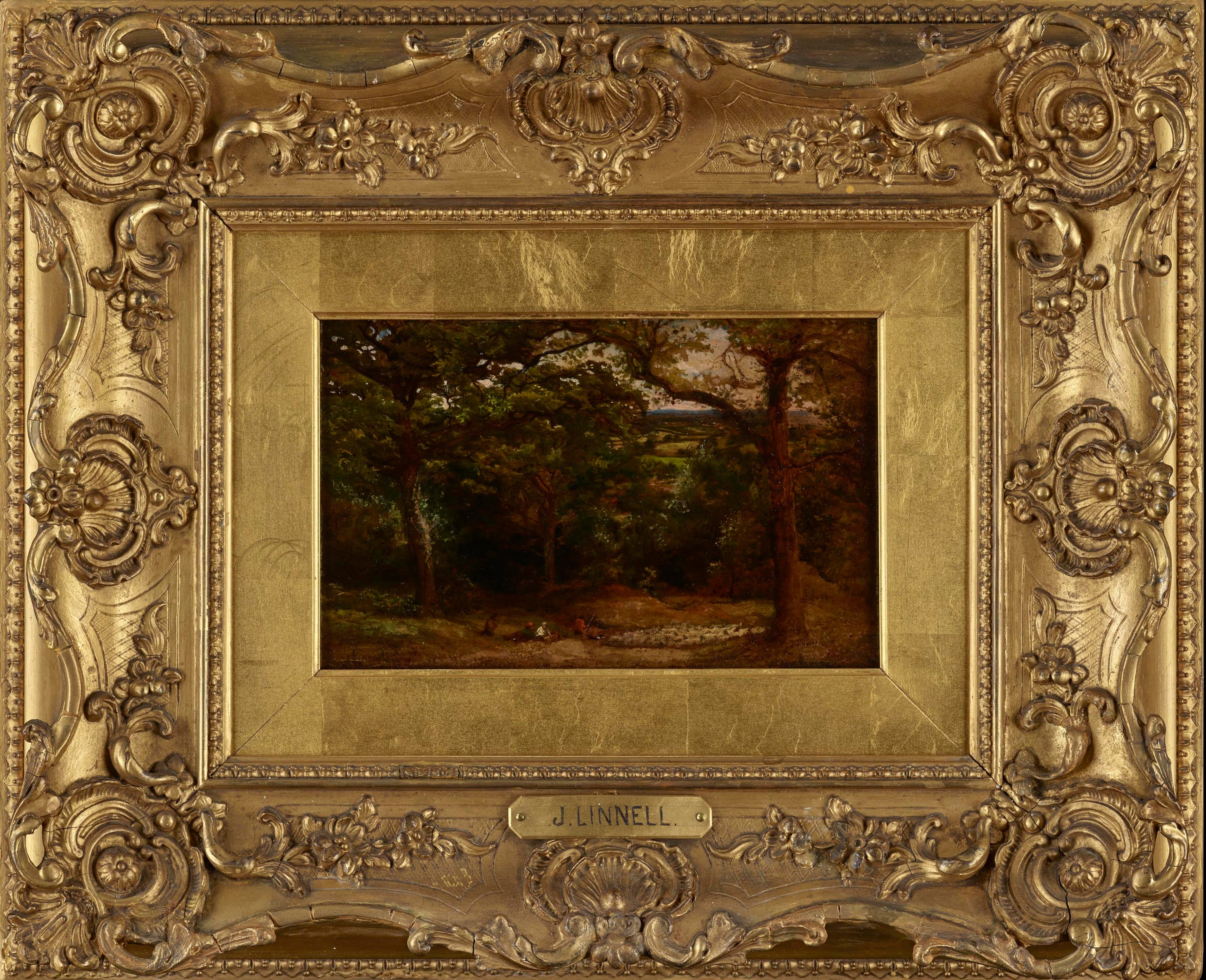 John Linnell - A Shaded Rural Idyll, oil on paper on board, 19th century - Darnley Fine Art