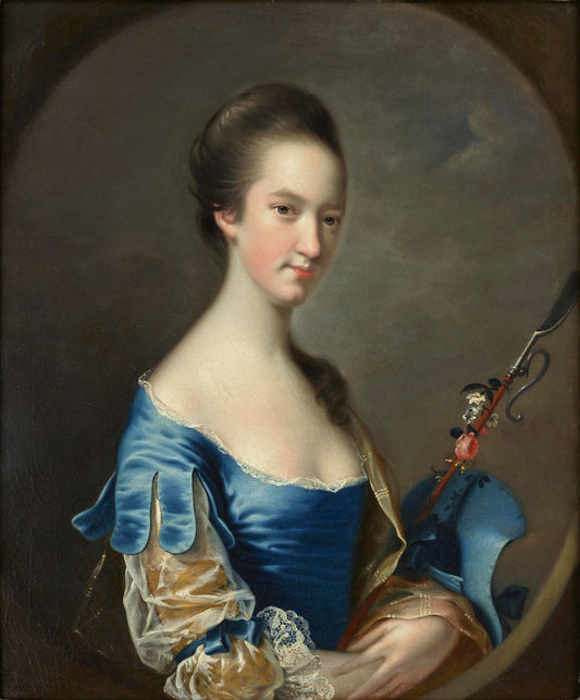 Joseph Wright of Derby - Portrait of a Lady with a Shepherd's Crook, oil on canvas, 18th century- Darnley Fine Art