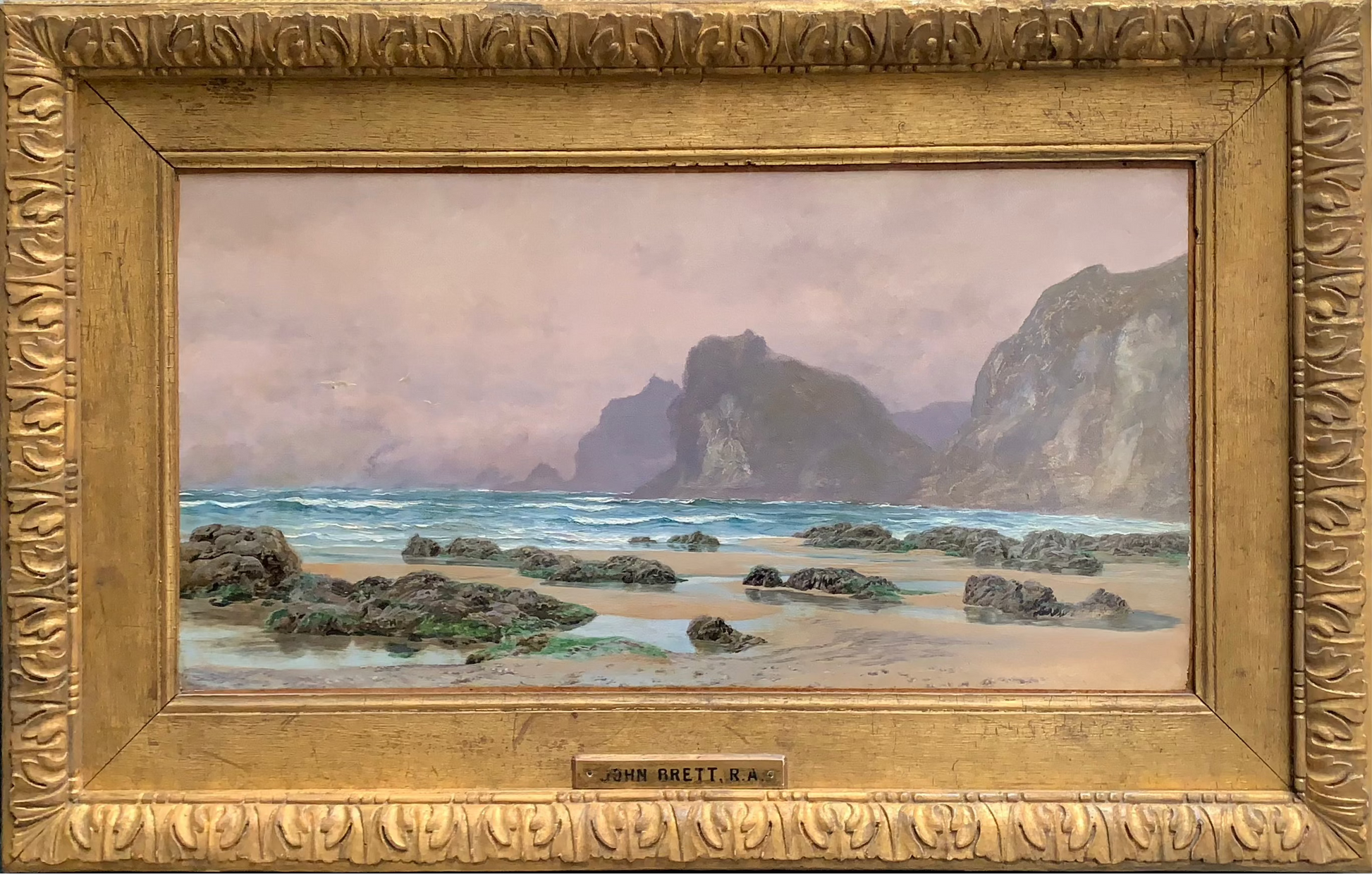 John Brett - Kynance Cove, oil on canvas, 19th century - Darnley Fine Art