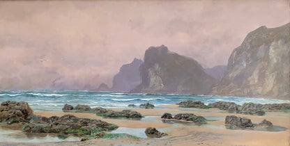 John Brett - Kynance Cove, oil on canvas, 19th century - Darnley Fine Art