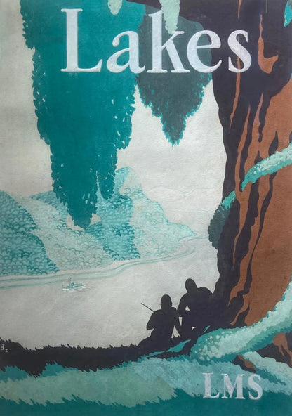 British School - Lakes railway Poster, gouache, 20th century - Darnley Fine Art