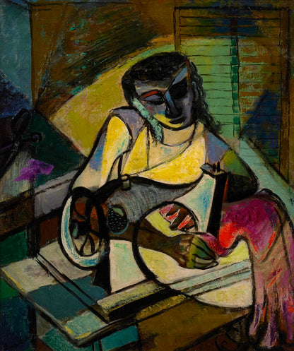 Lena Gurr - Night Work, Oil on canvas, 20th century - Darnley Fine Art