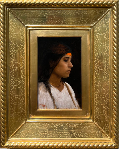 Portrait of a Girl - Leopold Carl Muller, oil on panel, 19th century - Darnley Fine Art
