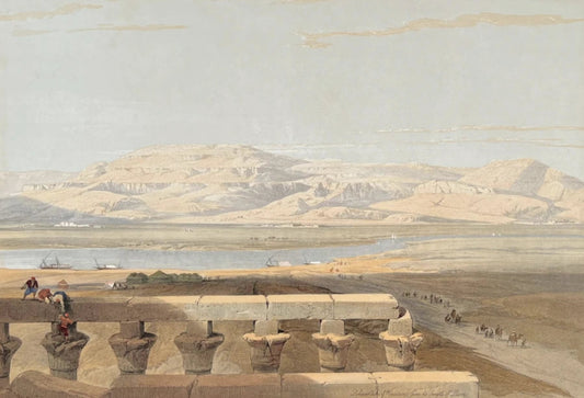 David Roberts - Libyan Chain of Mountains from the Temple of Luxor, lithograph, 19th century - Darnley Fine Art