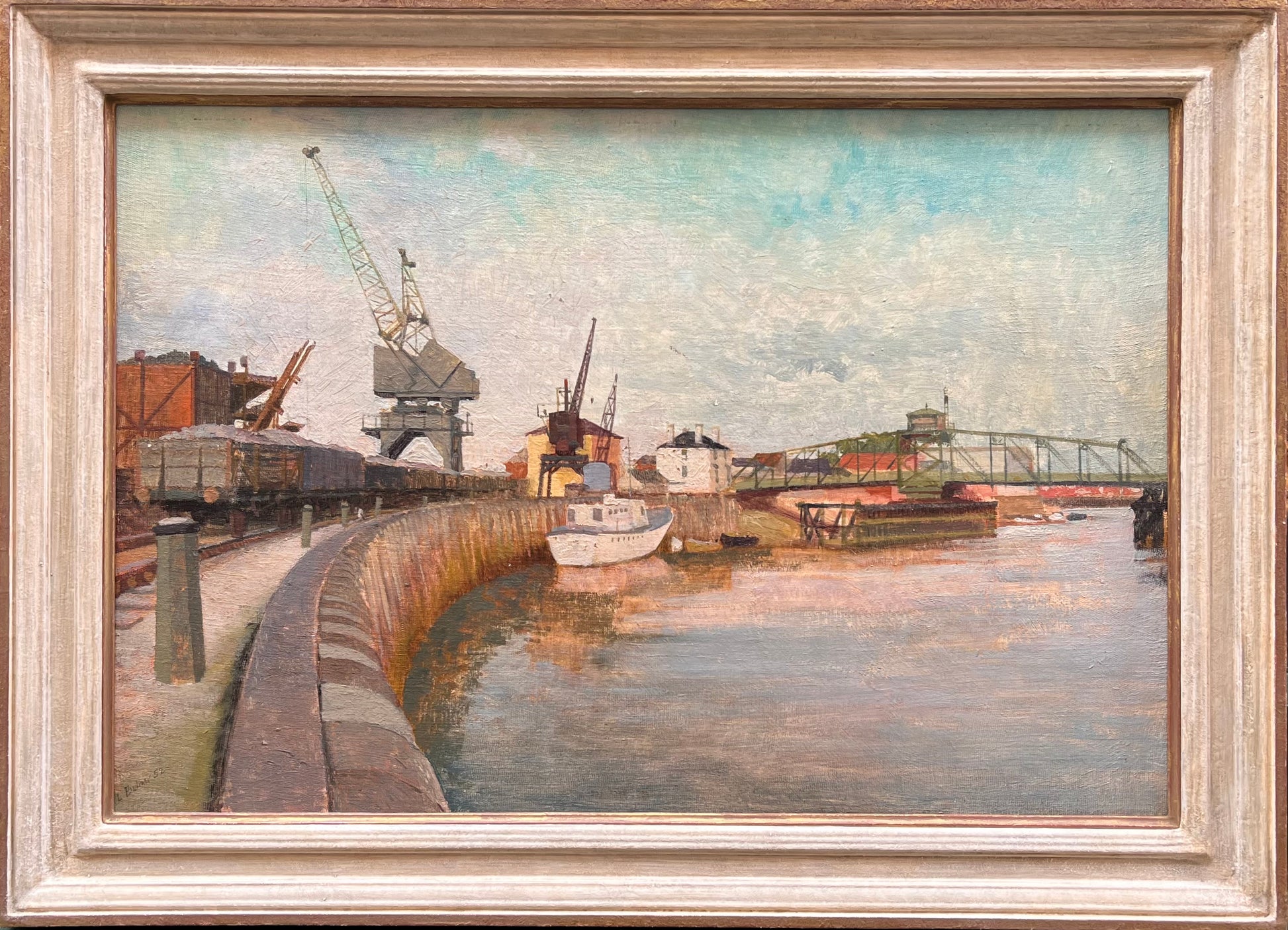 Lionel Bulmer - River Arun, Littlehampton, oil on board, 20th century - Darnley Fine Art