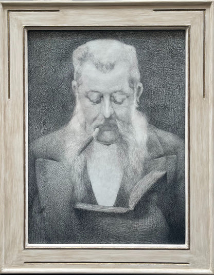 Symbolist School - Man Smoking A Cigar, graphite on paper, 19th century - Darnley Fine Art