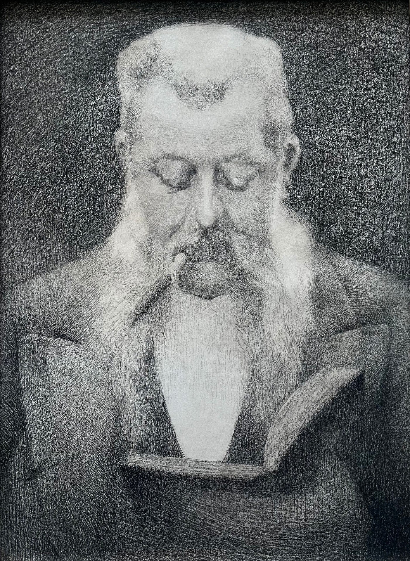 Symbolist School - Man Smoking A Cigar, graphite on paper, 19th century - Darnley Fine Art