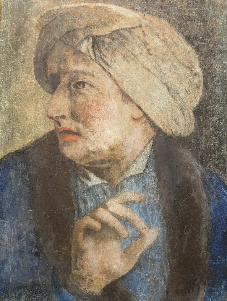 Thomas Frye - Man Wearing Turban, pastel on paper, 18th century - Darnley Fine Art