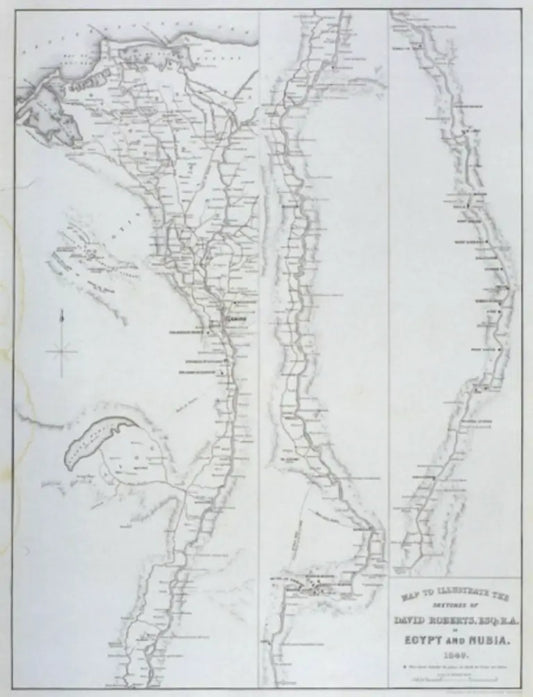 David Roberts - Map of the Valley of the Nile, lithograph, 19th century - Darnley Fine Art