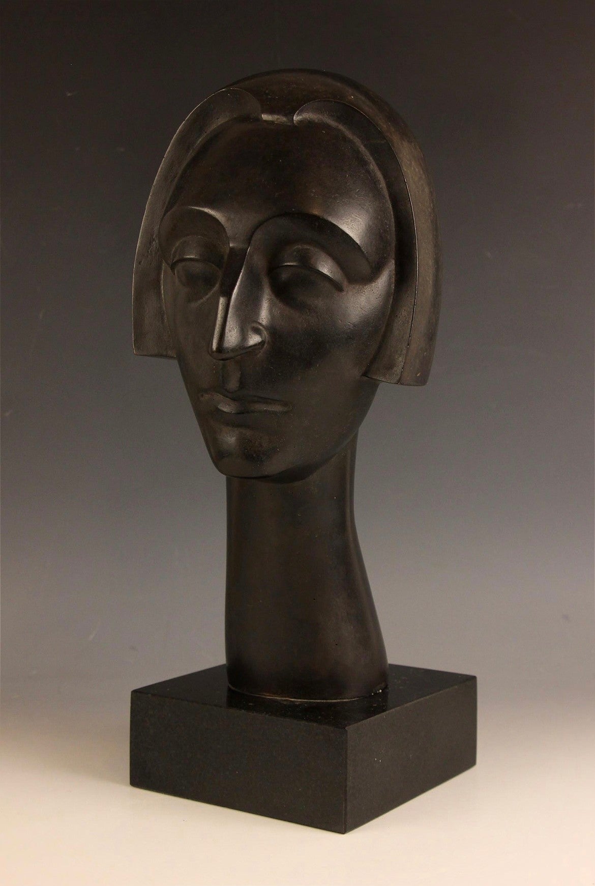 Maurice Lambert - Head of Edith Sitwell, patinated bronze, 20th century - Darnley Fine Art