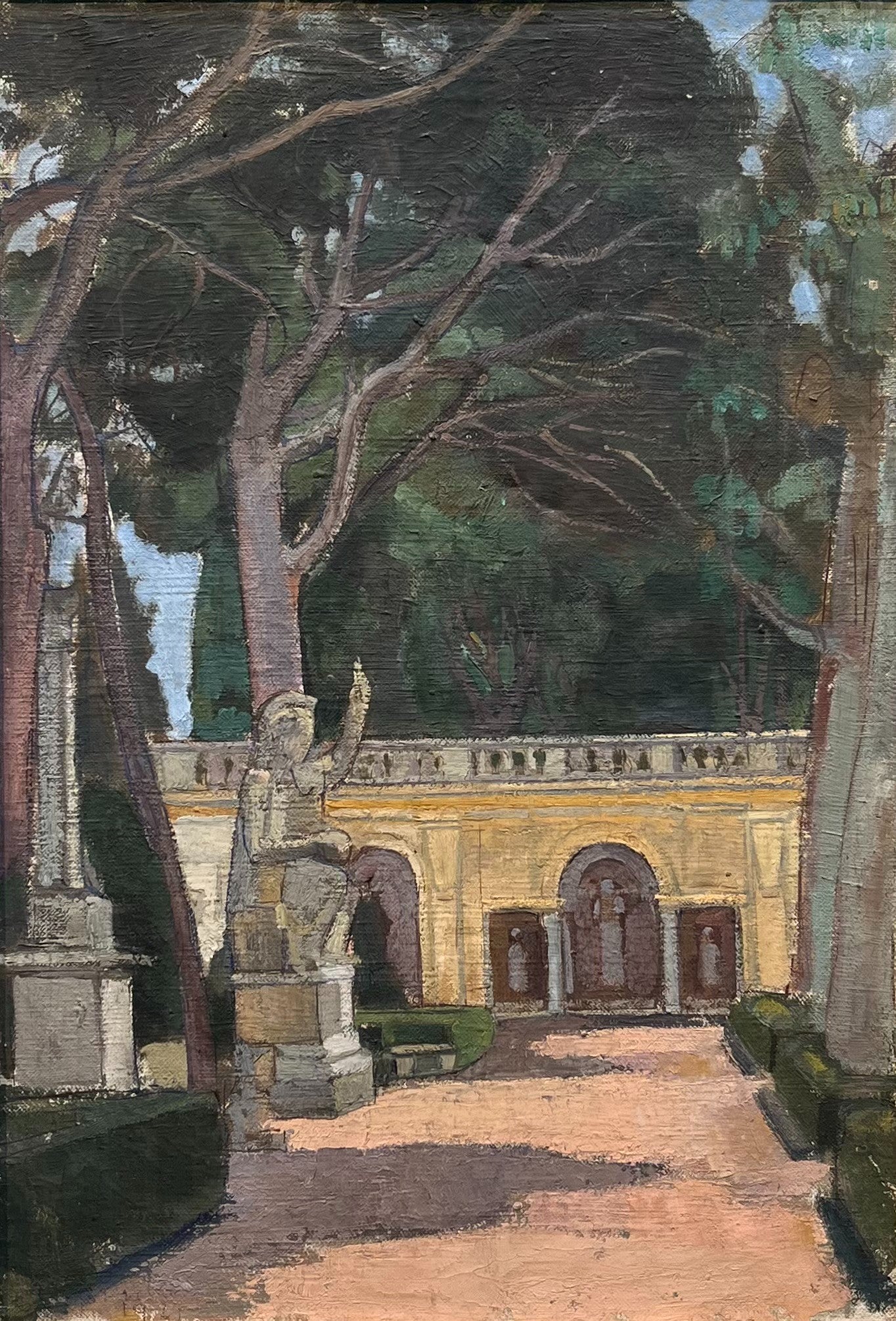 British School - Medici Gardens, Rome, oil on canvas, 20th century - Darnley Fine Art