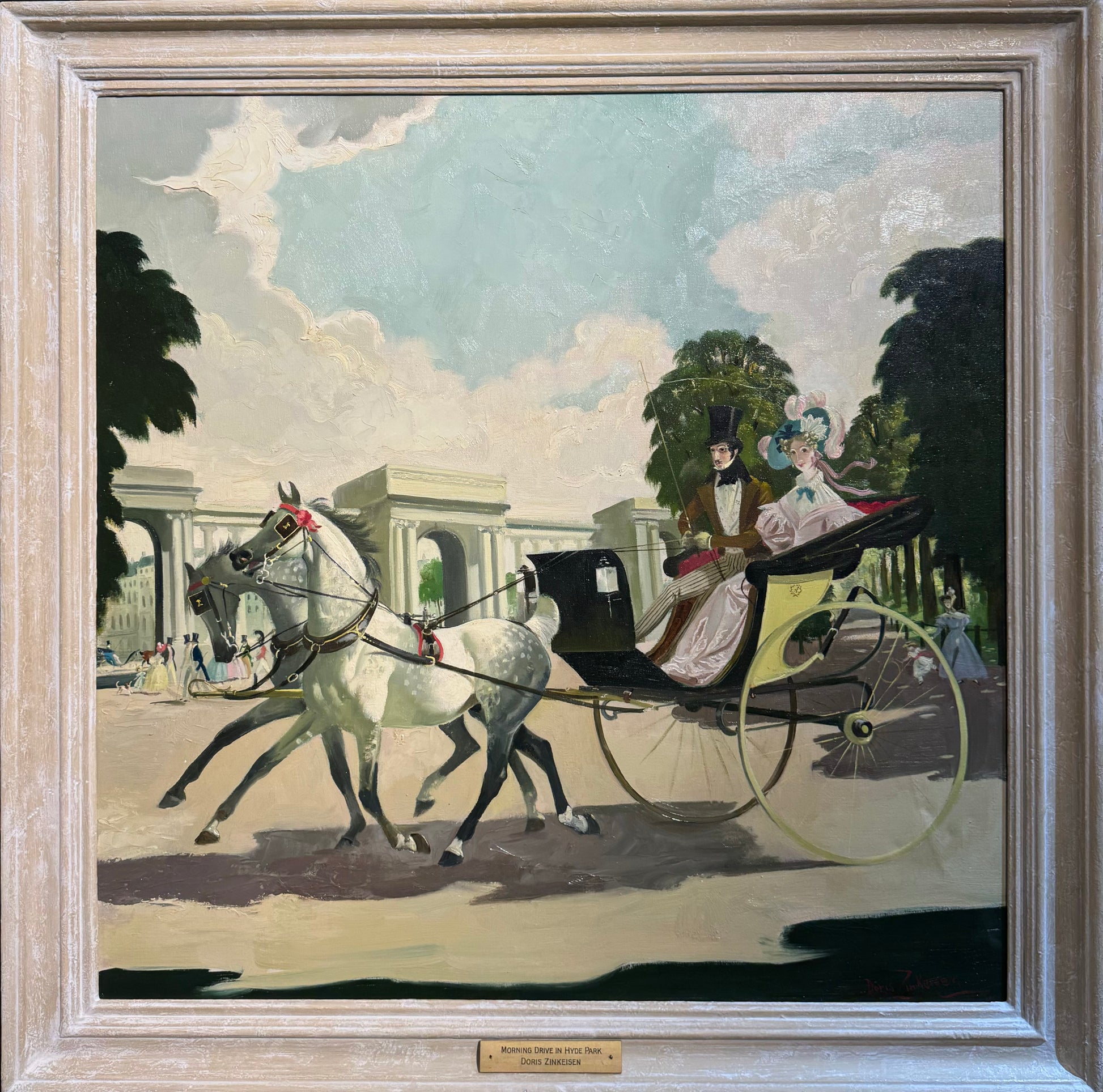 Doris Clare Zinkeisen - Morning Drive in Hyde Park, oil on canvas, 20th century - Darnley Fine Art