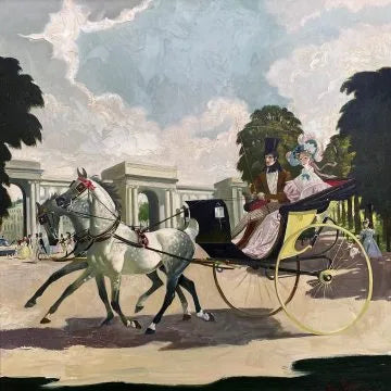 Doris Clare Zinkeisen - Morning Drive in Hyde Park, oil on canvas, 20th century - Darnley Fine Art