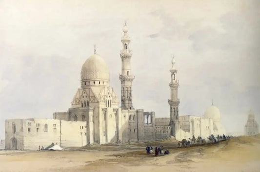 David Roberts - Mosque of Ayed Bey in the Desert of Suez, lithograph, 19th century - Darnley Fine Art