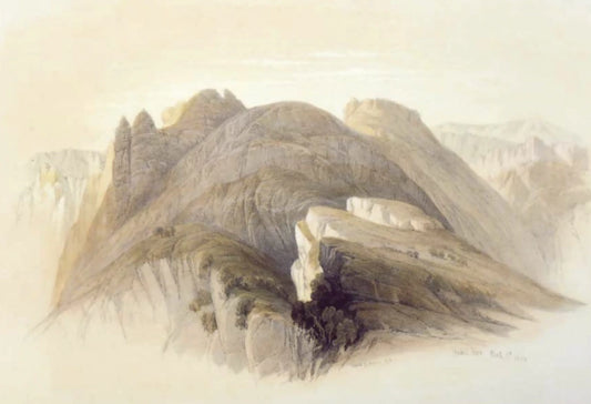 David Roberts - Mount Hor from the Cliffs encircling Petra, lithograph, 19th century - Darnley Fine Art