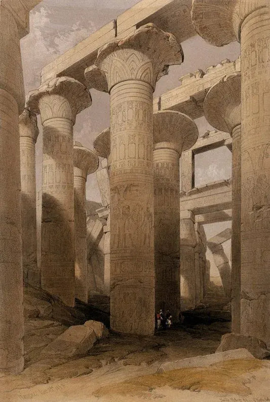 David Roberts - Oblique view of the Hall of Columns, lithograph, 19th century - Darnley Fine Art