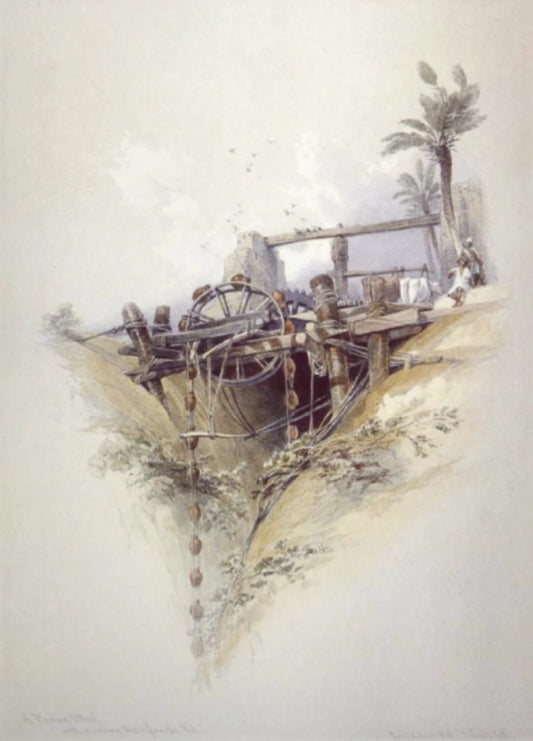 David Roberts - Persian Water Wheel used for the Irrigation, lithograph, 19th century - Darnley Fine Art